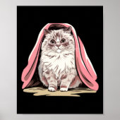 Poster Autocollant Chat Ragdoll Sous Une Couverture Rose (Devant)
