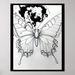 Poster Autocollant de dessin au crayon papillon monarque