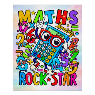 Poster Autocollant de nombres amusants Maths Rockstar pou