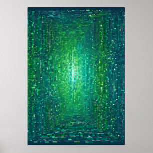 Poster Autocollant de programmeur de réseau de code binai