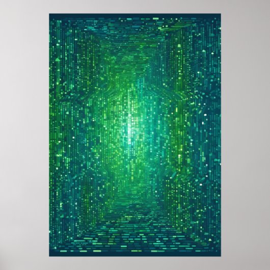 Poster Autocollant de programmeur de réseau de code binai (Devant)