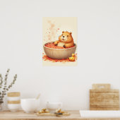 Poster Autocollant de relaxation du capybara dans un bain (Cuisine)