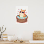 Poster Autocollant de relaxation du capybara dans un bain (Cuisine)