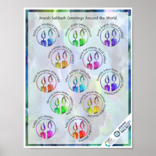 Poster Autocollant de salutations du sabbat juif dans le