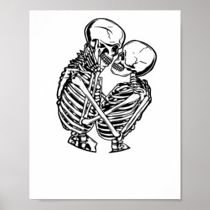 Poster Autocollant de squelettes s'embrassant d'amour éte