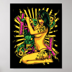 Poster Autocollant féminin Afro