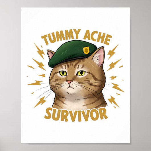 Poster Autocollant survivant mal de ventre (Devant)