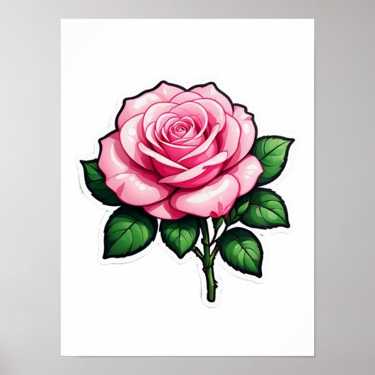 Poster Autocollant transparent rose (Devant)