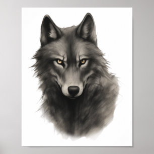 Poster Autocollant visage de loup