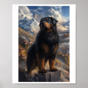 Poster Autocollant Vue Montagneuse Mastiff Tibétain