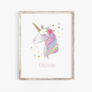 Poster Autocollants muraux pour chambre de licorne mignon