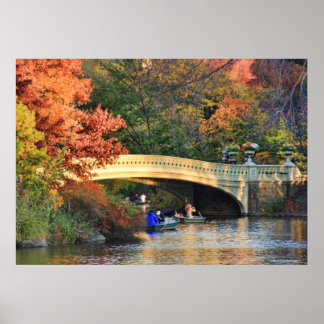 Poster Automne à Central Park : Bateaux de Bow Bridge #01