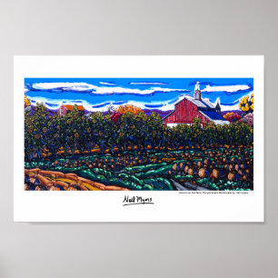 Poster "Automne à la ferme, Citrouilles et tournesols"