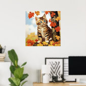 Poster Automne animal chat mou (Bureau à domicile)