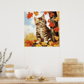 Poster Automne animal chat mou (Cuisine)