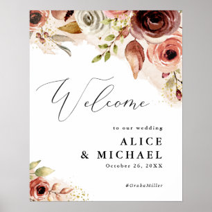 Poster Automne Aquarelle Florale Automne Mariage Bienvenu