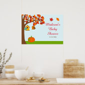 Poster Automne Arbre d'automne et Baby shower aux oiseaux (Cuisine)