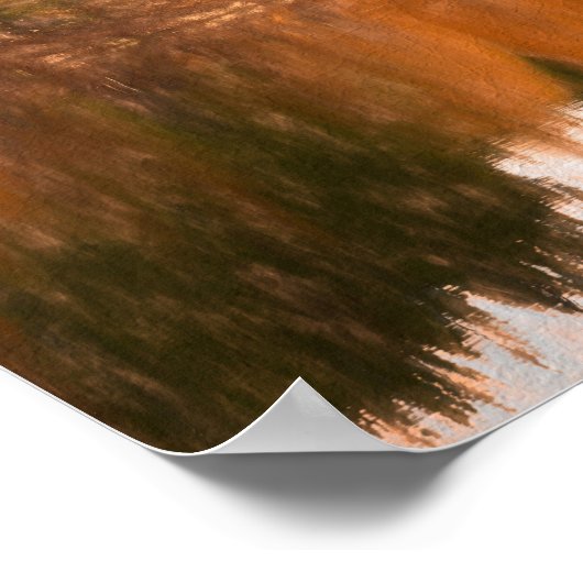 Poster Automne Arbres Lac Orange Automne Thème Sketch Art (Coin)