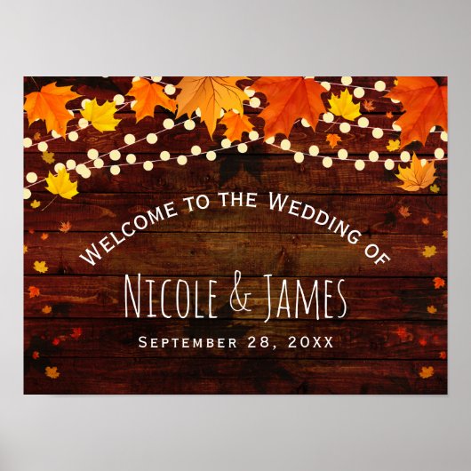 Poster Automne Automne Bois rustique & Chaînes Mariage (Devant)