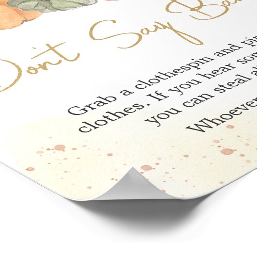 Poster Automne automne Citrouille floral ne pas dire bébé (Coin)