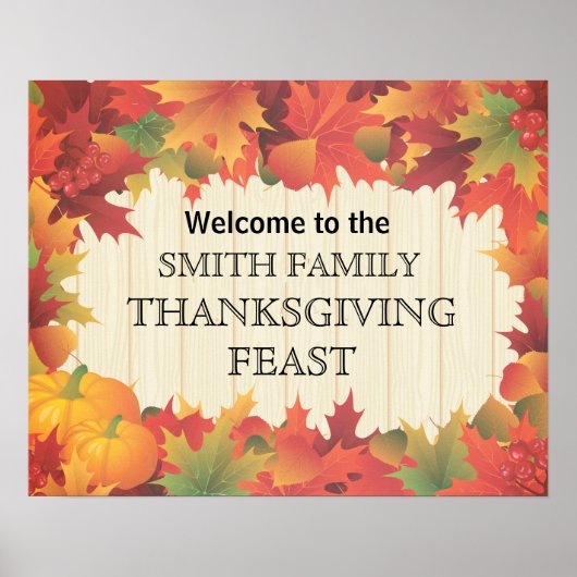 Poster Automne / Automne / Fête de la famille Thanksgivin (Devant)