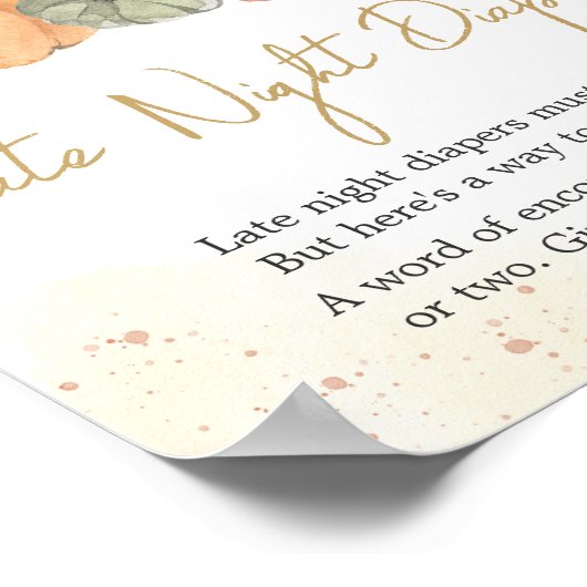 Poster Automne Automne Floral Citrouille Late Night Diapo (Coin)