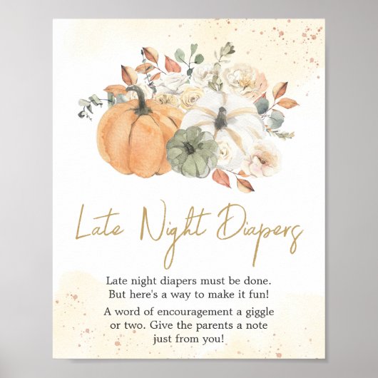 Poster Automne Automne Floral Citrouille Late Night Diapo (Devant)