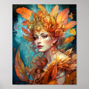 Poster Automne Automne Reine Déesse Imaginaire Art