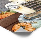 Poster Automne béni Camion rustique et Citrouille Automne (Coin)