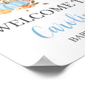 Poster Automne Bleu Citrouille Bienvenue (Coin)