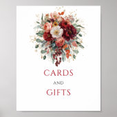 Poster Automne Boho Fleurs Marron Cartes Et Cadeaux Table (Devant)