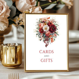 Poster Automne Boho Fleurs Marron Cartes Et Cadeaux Table