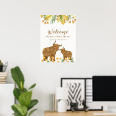 Poster Automne Boho Highland Vache Baby shower Bienvenue (Bureau à domicile)