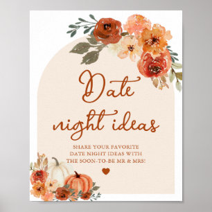 Poster Automne Boho Terracotta Citrouille Date Nuit Idées