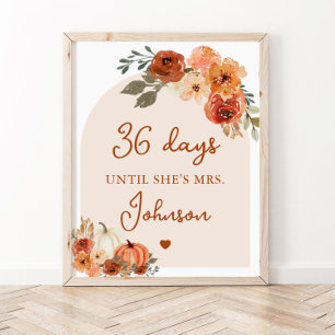 Poster Automne Boho Terracotta Jours Citrouilles Jusqu'à