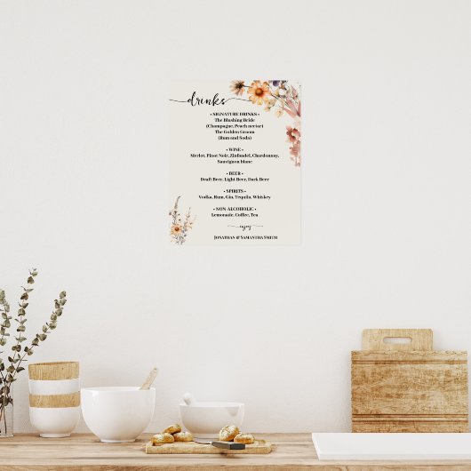 Poster Automne Boissons Mariages Fleurs sauvages Menu Sig (Cuisine)