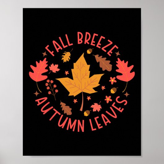 Poster Automne Breeze Automne Feuilles D'Érable Mignonnes (Devant)