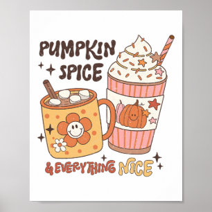 Poster Automne Café Latte Épicé à la Citrouille Glacé Cha