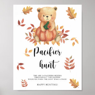 Poster Automne - chasse à la pacifier baby shower de jeu 