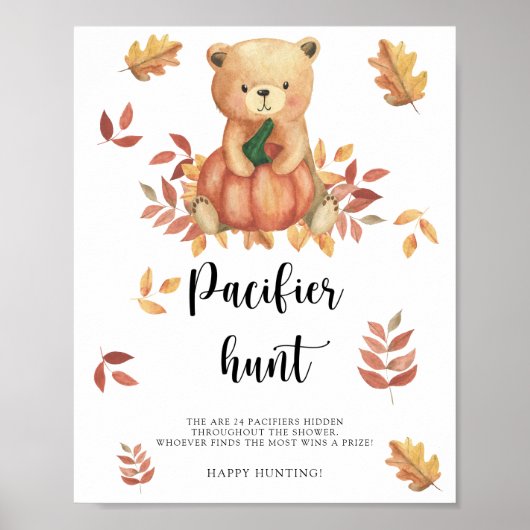 Poster Automne - chasse au pouce bébé jeu de shower affic (Devant)
