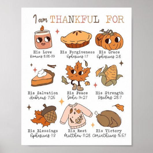 Poster Automne Christian Thanksgiving Bible Verse Je Suis (Devant)