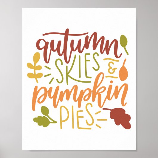 Poster Automne Ciels et Citrouille Pies Typographie (Devant)