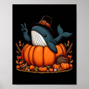 Poster Automne Citrouille Automne Baleine d'automne Thank