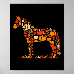 Poster Automne Citrouille Automne Cheval Thanksgiving Fem