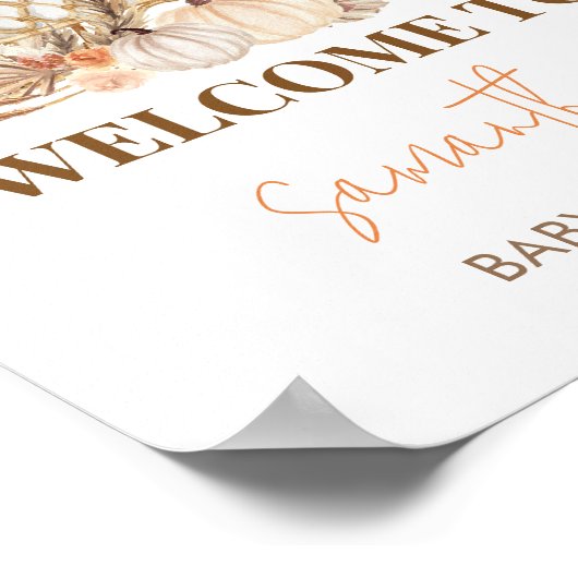 Poster Automne Citrouille Automne Chute en Amour Baby sho (Coin)