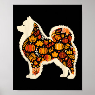 Poster Automne Citrouille Automne Chute Samoyé Thanksgivi