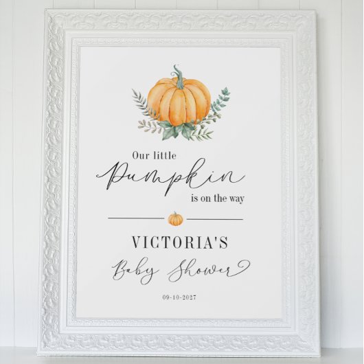 Poster Automne Citrouille Baby shower de verdure Bienvenu