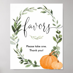 Poster Automne citrouille baby shower faveurs signe verdu