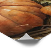 Poster Automne Citrouille Feuille Russe Bois Thanksgiving (Coin)