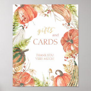 Poster Automne Citrouille Floral Baby shower Cadeaux et c